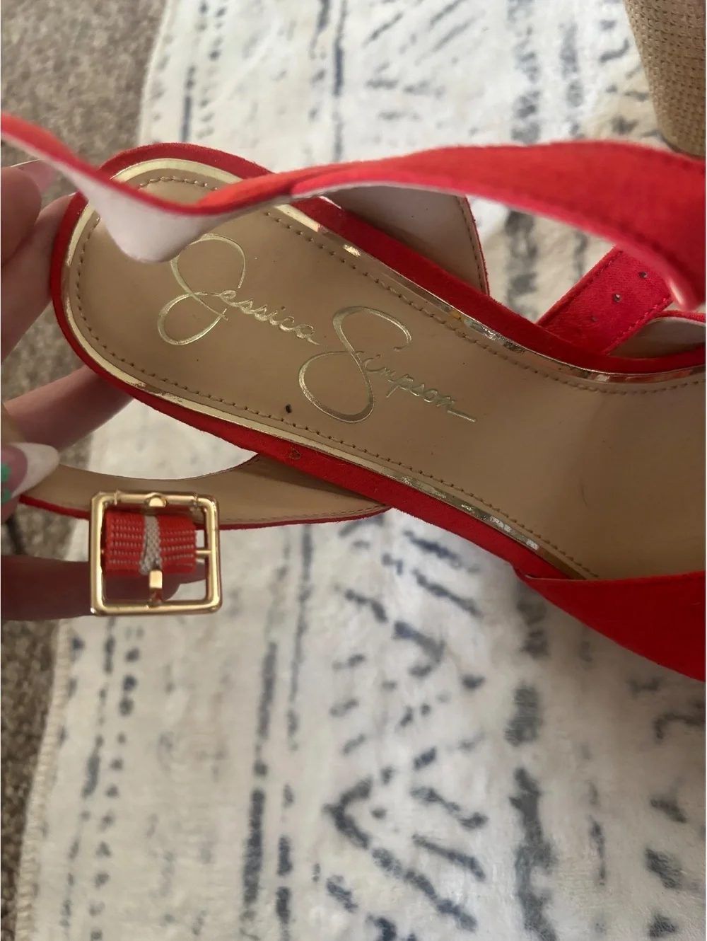 Jessica Simpson Red Suede Slingback Heels Size 10